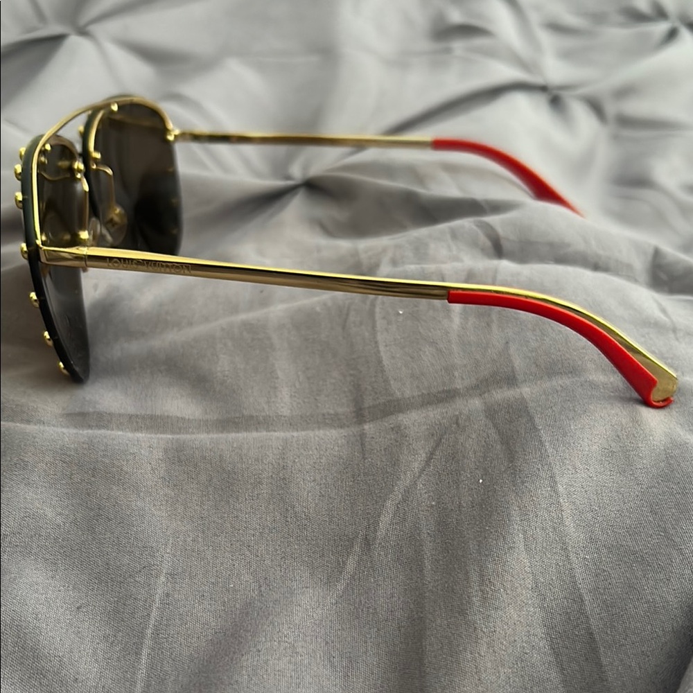 Louis Vuitton Gold Studded Aviator Sunglasses - Picture 3 of 5